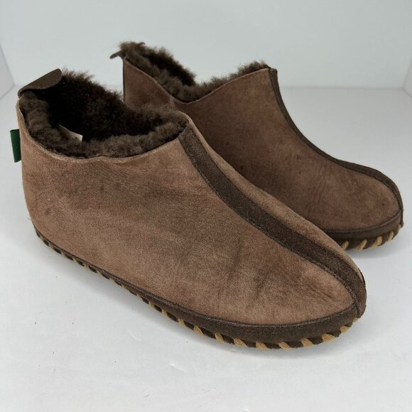 Cabelas Womens 820097 Brown Faux Suede Fur Slip-On Size 6W Shearling Style - Picture 2 of 10